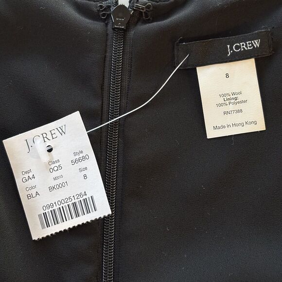 NWT J. Crew Dress Women’s 8 Sleeveless 100% Wool Black Career Basic Minimalist - Picture 9 of 9